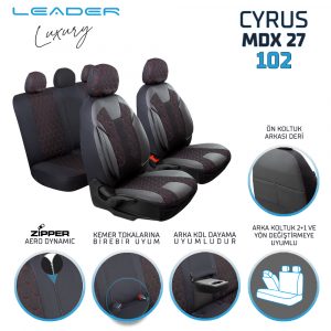 Leader Cyrus Fermuarlı / Universal Oto Koltuk Kılıfı - Binek