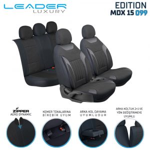 Leader Edition / Düz Keten Fermuarlı / Universal Oto Koltuk Kılıfı - Binek