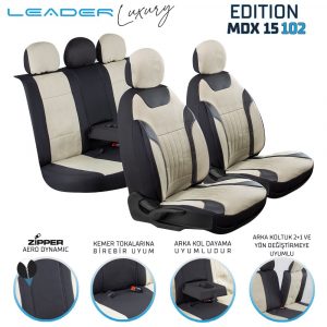 Leader Edition / Düz Keten Fermuarlı / Universal Oto Koltuk Kılıfı - Binek