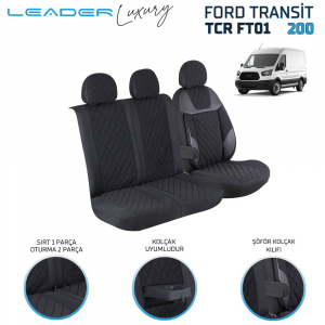 Leader FORD TRANSİT 2013 SONRASI 2+1 TİCARİ NAKIŞLI ALKANTRA OTO KILIFI - Ticari