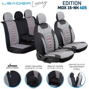 Leader Edition / Nakış Keten Fermuarlı / Universal Oto Koltuk Kılıfı / TİCARİ - Ticari
