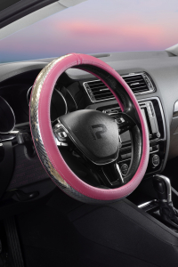 Wimbledon Kadınlara Özel Gümüş Parlak Dokulu Direksiyon Kılıfı - Geçmeli