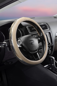 Wimbledon Kadınlara Özel Gümüş Parlak Dokulu Direksiyon Kılıfı - Geçmeli