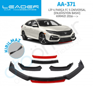 4 Parça Fc5 Üniversal Lip - Enjeksiyon Baskı Kırmızı - Tampon Lip