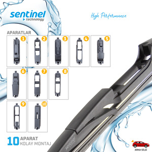Sentinel Universal Aparatlı Muz ARKA Silecek Süpürgesi - 400 mm / 1 Adet - Arka Silecek