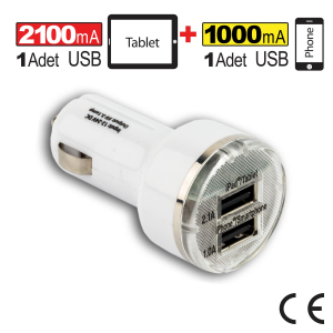 Automix İkili Telefon Ve Tablet Şarjı Çakmaklık 2.1A - Çakmaklık Şarj Aleti