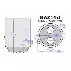 Sentinel P21/4W Baz15D 12V Çift Duy Şaşı Yakın Tırnak Ampul / 1 Adet - Park Ampulü