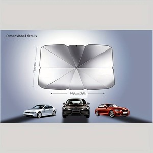 Minibüs SUV Şemsiye Güneşlik  78Cm X 140Cm / Silver - Ön Güneşlik