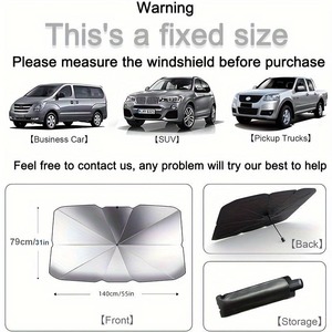 Minibüs SUV Şemsiye Güneşlik  78Cm X 140Cm / Silver - Ön Güneşlik