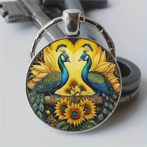 TAVUS KUŞU - AYÇİÇEK  Anahtarlık - Anahtarlık