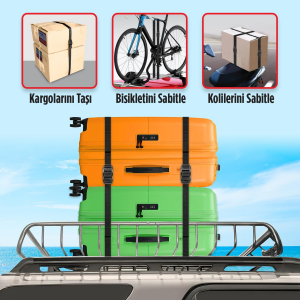 Tokalı Gergi Kayışı 250 cm - 2 Adet - Bagaj Lastiği