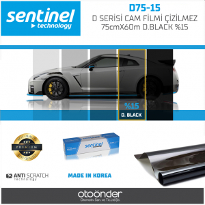 Sentinel D SERİSİ CAM FİLMİ ÇİZİLMEZ 75cmX60m D.BLACK %15 - Cam Filmi