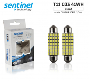 CANBUS SOFİT 41mm BEYAZ 49 SMD 12-24V UYUMLU LED  Güçlü Işık - 2 Adet - Sofit LED