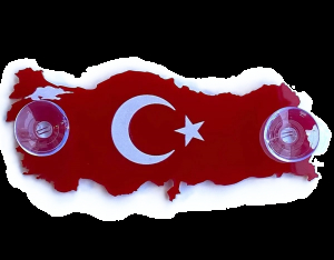 Türkiye Haritası Ay Yıldız Bayrak Kırmızı Vantuzlu Pleksi Cam Süsü / 15 Cm - Arma & Sticker