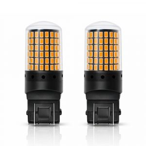 T20 144 Led Çift Flament W21/5w Led Sinyal Stop Ampulü 12v / Turuncu - Gündüz LED