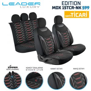 Leader Edition / Nakış Keten Fermuarlı / Universal Oto Koltuk Kılıfı / TİCARİ - Ticari