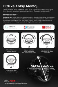 Wimbledon Oto Geçmeli Direksiyon Kılıfı - Air File / Delikli Deri - Geçmeli