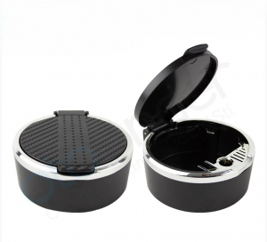 LEADER KÜLLÜK YUVARLAK YASSI CARBON SİYAH - Küllük