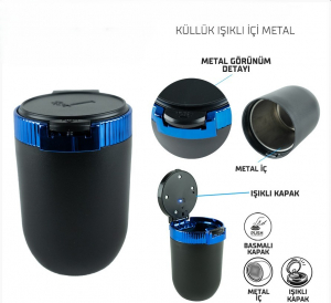Wi̇mbledon Işıklı Küllük Metal iç Hazne / Mavi - Küllük