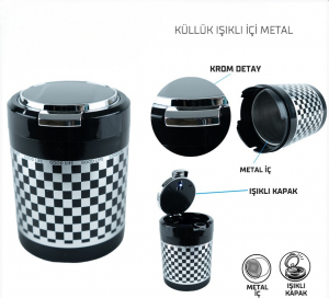 Wi̇mbledon Işıklı Küllük Metal iç Hazne / Damalı - Küllük