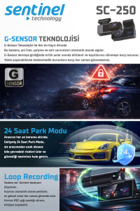 Senti̇nel Kayıt Ci̇hazı 4K 3.2" Ekran 2 Kameralı - Araç İçi Kamera