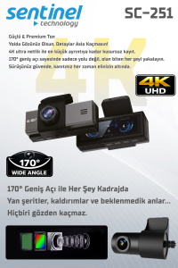 Senti̇nel Kayıt Ci̇hazı 4K 3.2" Ekran 2 Kameralı