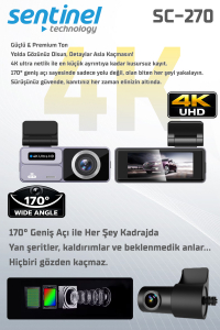 Senti̇nel Kayıt Ci̇hazı 4k 3.2" Dokunmati̇k Ekran 2 Kameralı