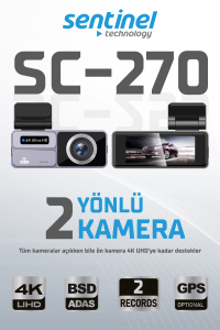 Senti̇nel Kayıt Ci̇hazı 4k 3.2" Dokunmati̇k Ekran 2 Kameralı