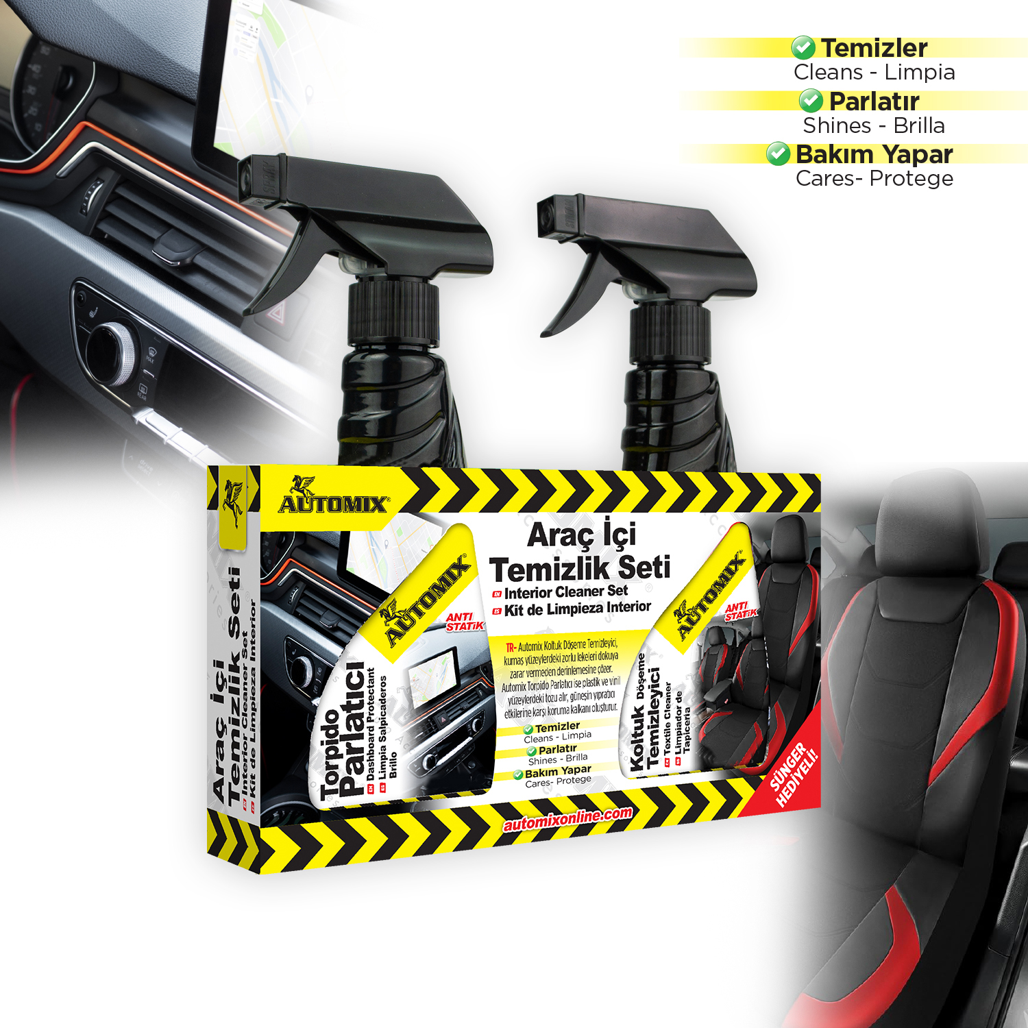 Automix Araç İçi 2li Temizlik Seti - Set görünümü