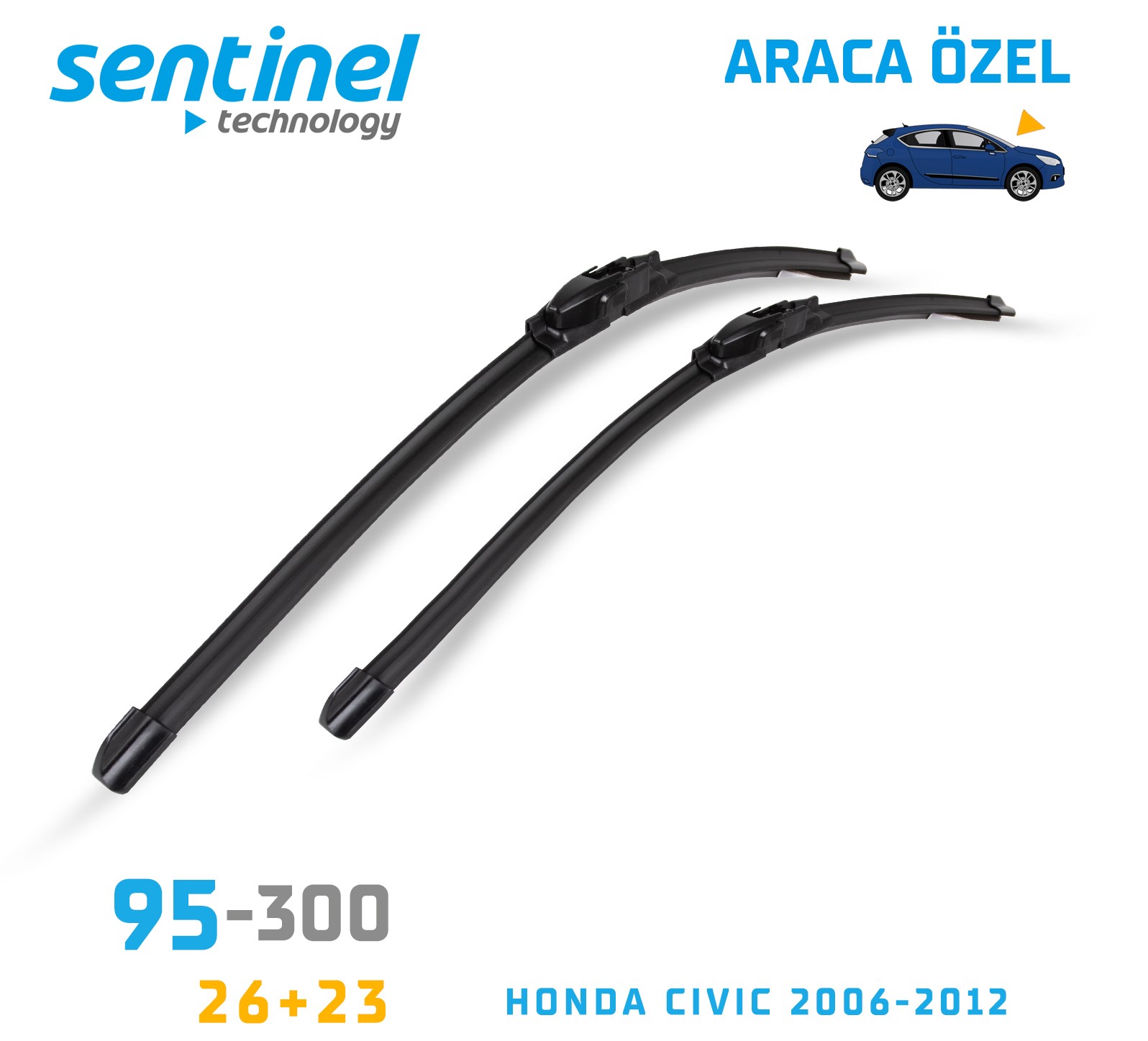 Sentinel ÖN Silecek Takım - Honda Civic 2006-2012 / 650mm 580mm - Araca Özel Ön Silecek TAKIM - Görsel 2
