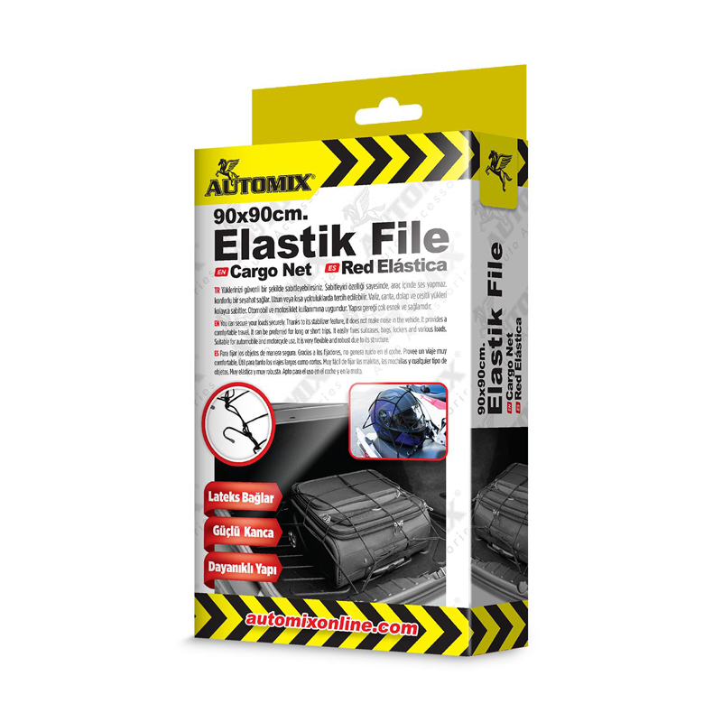 Automix Genişleyebilir Elastik Bagaj Filesi 40x40 cm (90x90 cm'ye Genişler) Siyah - Bagaj Lastiği