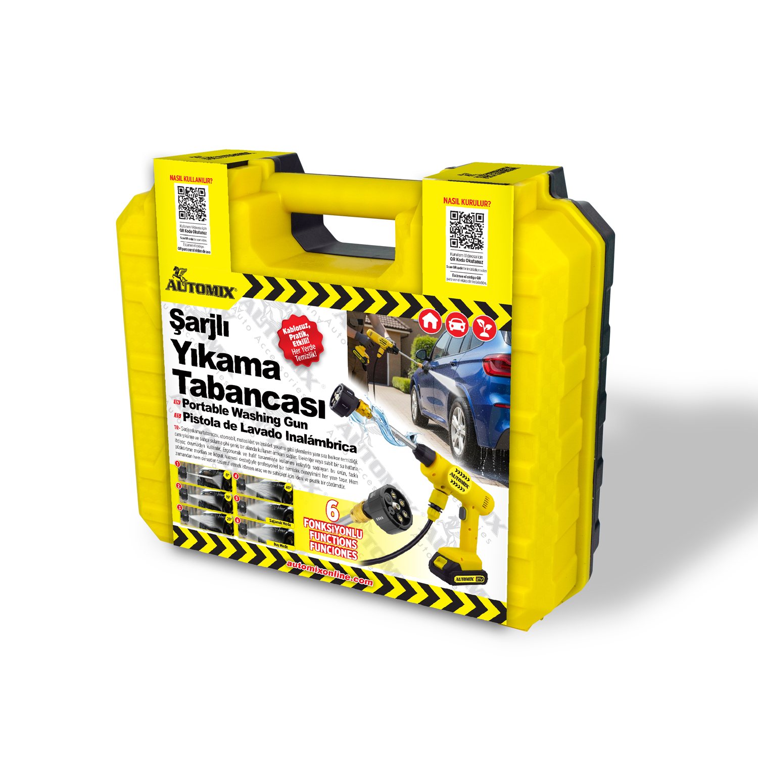 Automix Şarjlı ve Yüksek Basınçlı Oto Yıkama Tabancası - Yıkama Tabancası