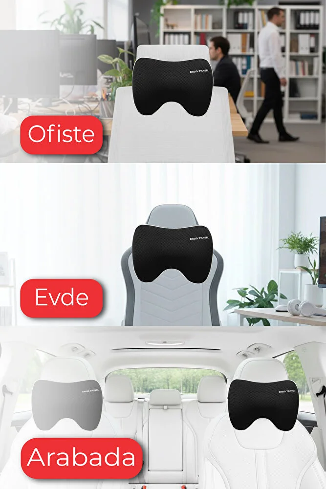 VİSKO Büyük Lüks Oto Boyun Yastığı Siyah (20*25*12 CM) / 1 Adet - Boyun Yastığı - Görsel 3