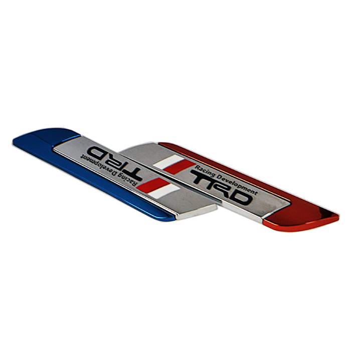 Metal Gümüş TRD Bıçak Model Oto Arma Sticker / 2 Adet Kırmızı - Arma & Sticker - Görsel 2