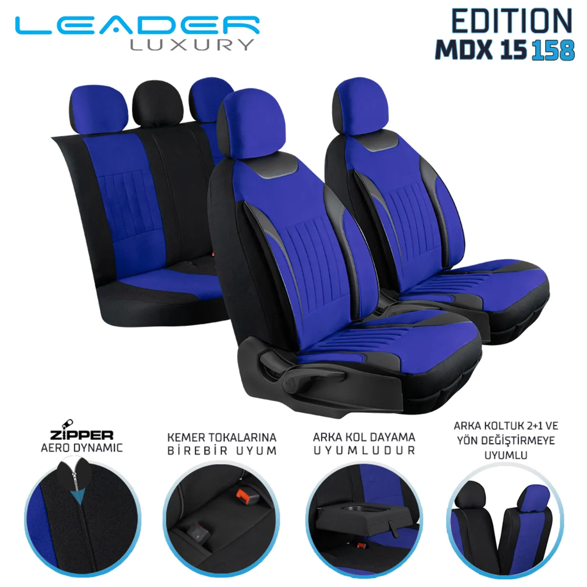 Leader Edition / Tay Tüyü Fermuarlı / Universal Oto Koltuk Kılıfı - Binek