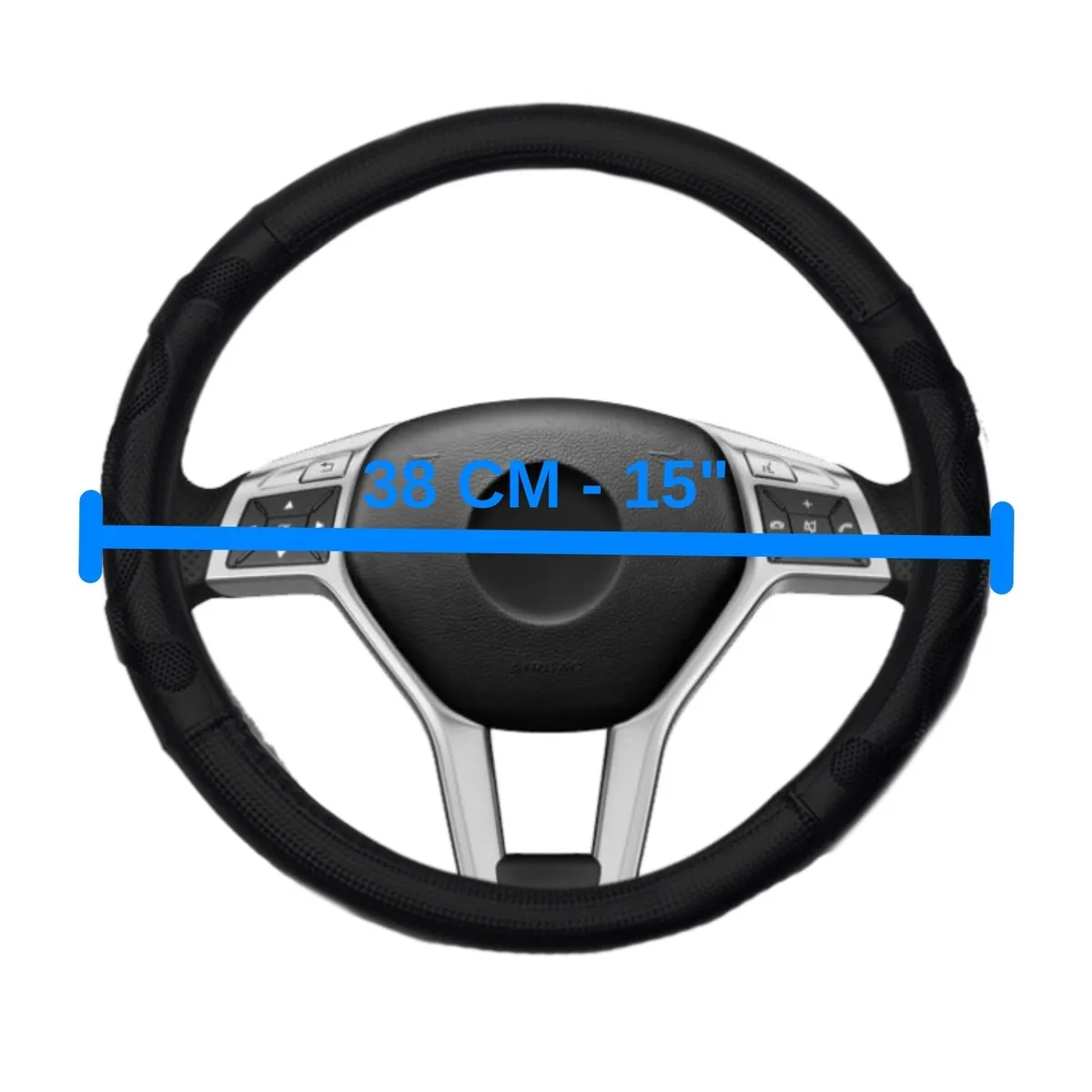 Geçmeli Direksiyon Kılıfı / Düz Deri & Kapitone / Parçalı - Geçmeli