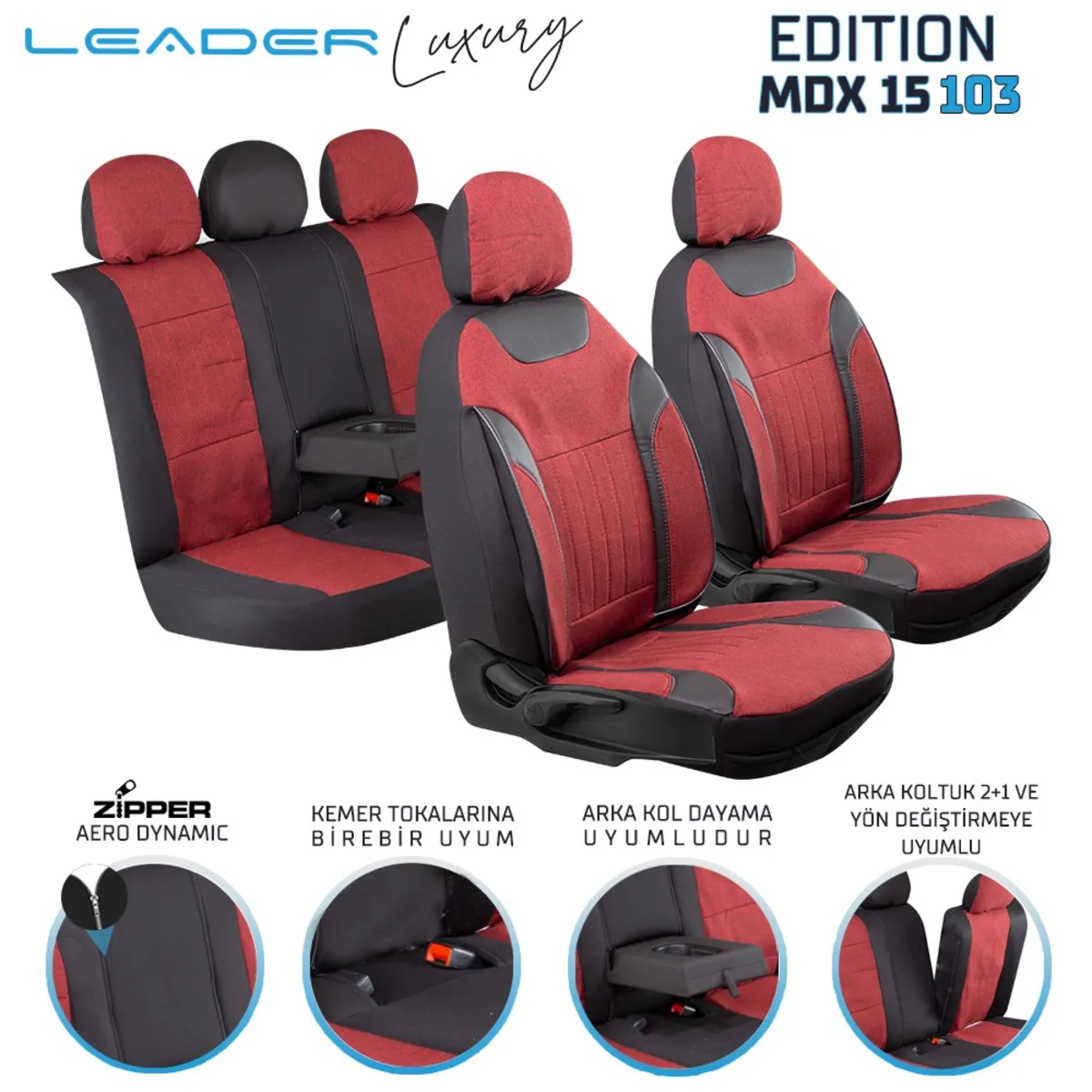 Leader Edition / Düz Keten Fermuarlı / Universal Oto Koltuk Kılıfı - Binek