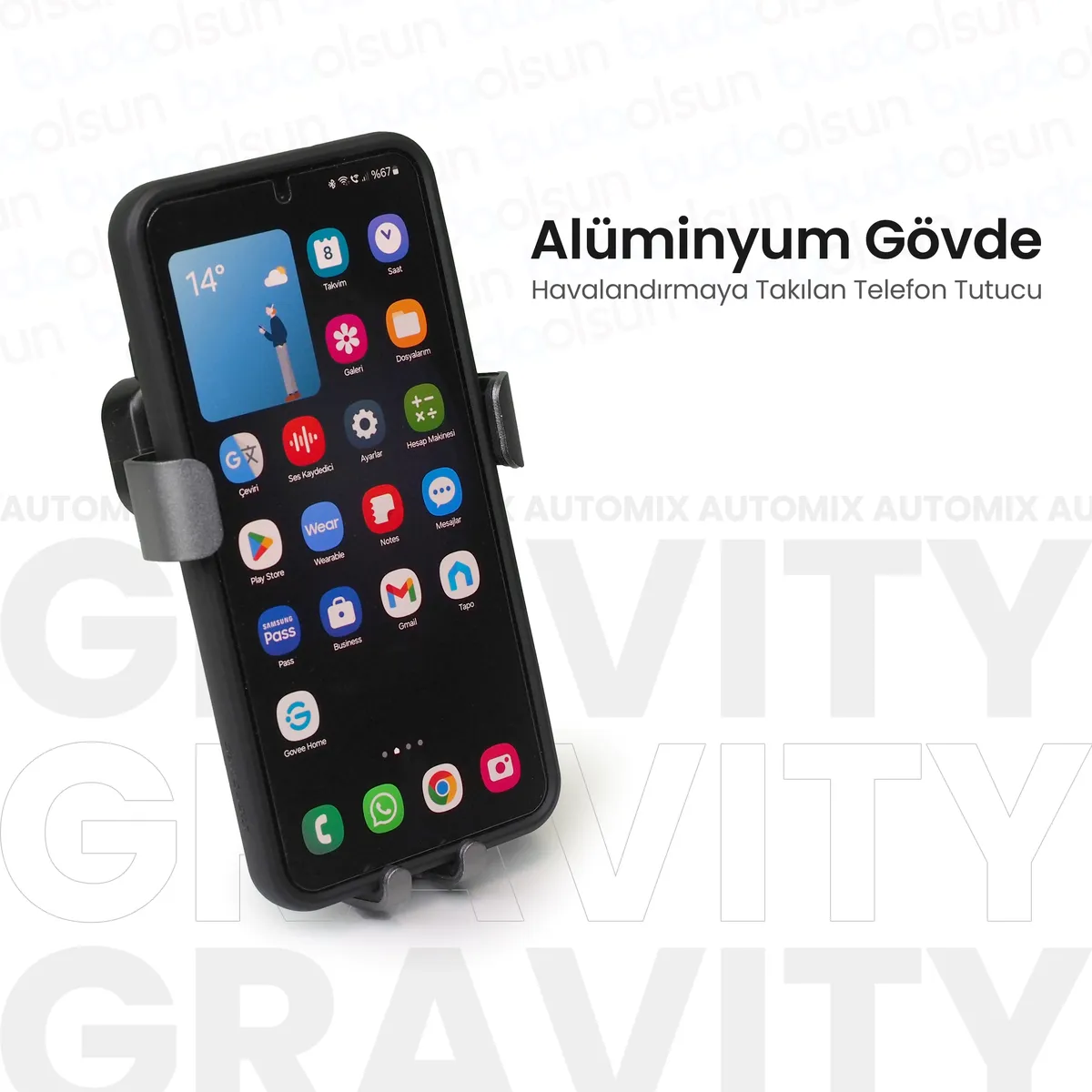 Automix Gravity Alüminyum Gövde Havalandırmaya Takılan Telefon Tutucu - Telefon Tutucu