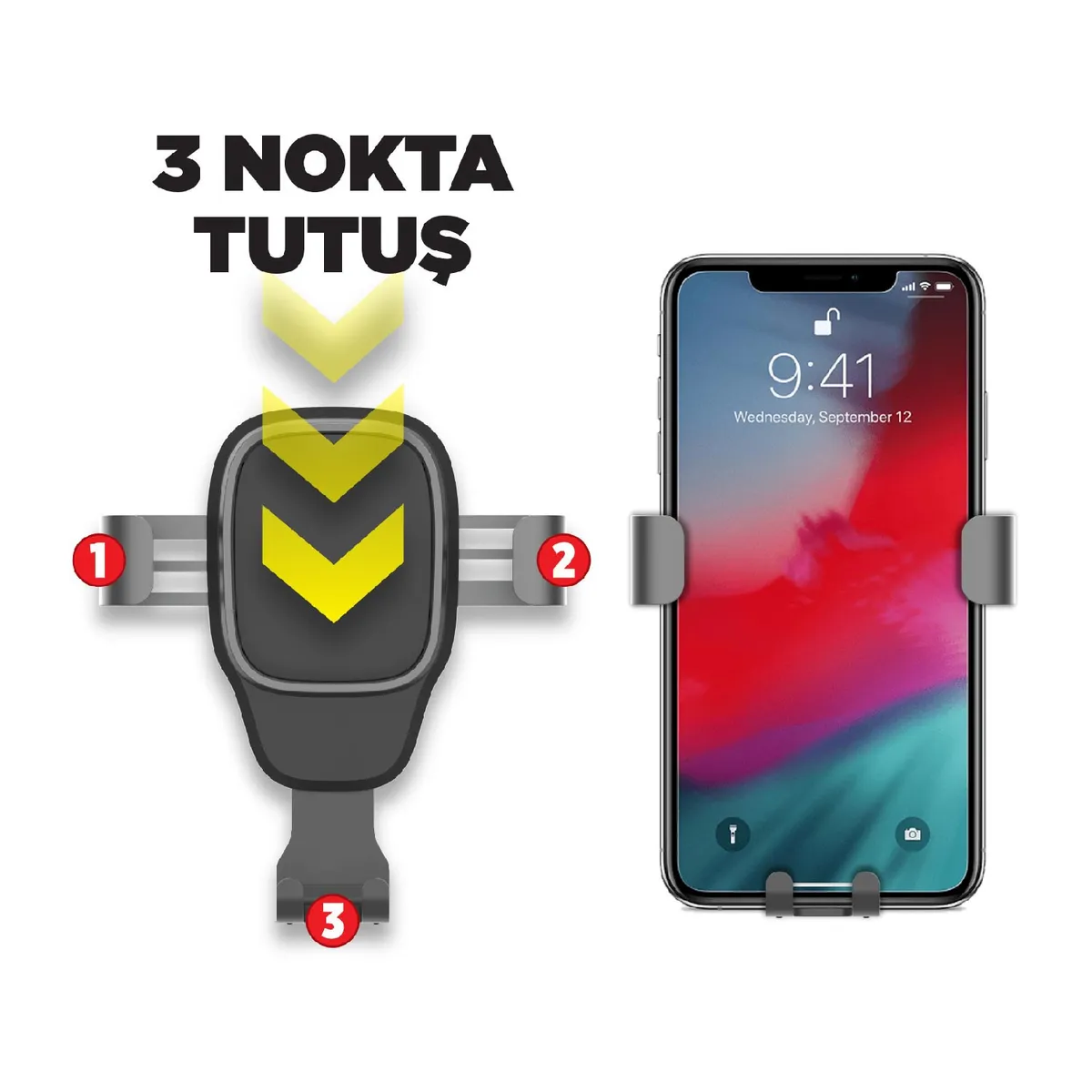 Automix Gravity Alüminyum Gövde Havalandırmaya Takılan Telefon Tutucu - Telefon Tutucu