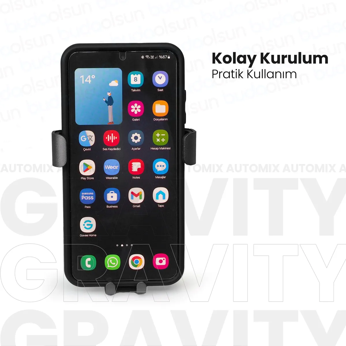 Automix Gravity Alüminyum Gövde Havalandırmaya Takılan Telefon Tutucu - Telefon Tutucu