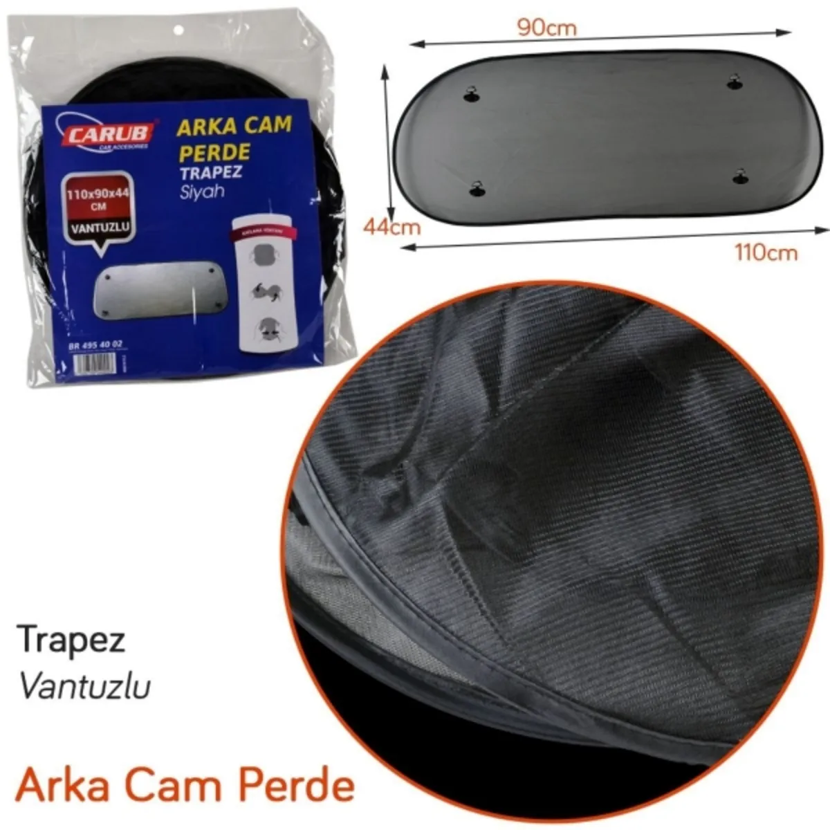 Carub Arka Cam Büyük Perde Vantuzlu - Arka Güneşlik