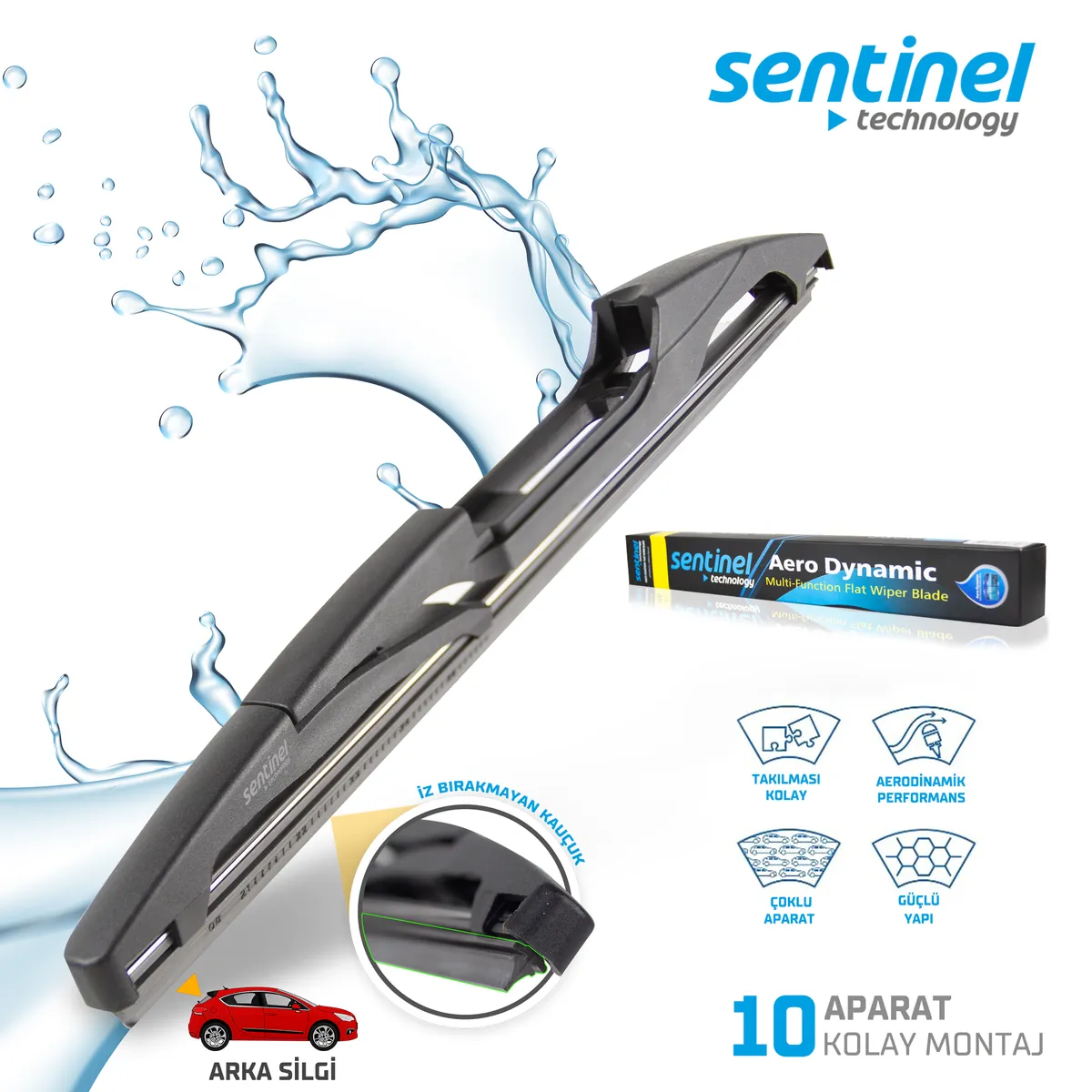 Sentinel Universal Aparatlı Araba Arka Silecek - 350mm / 1 Adet - Arka Silecek