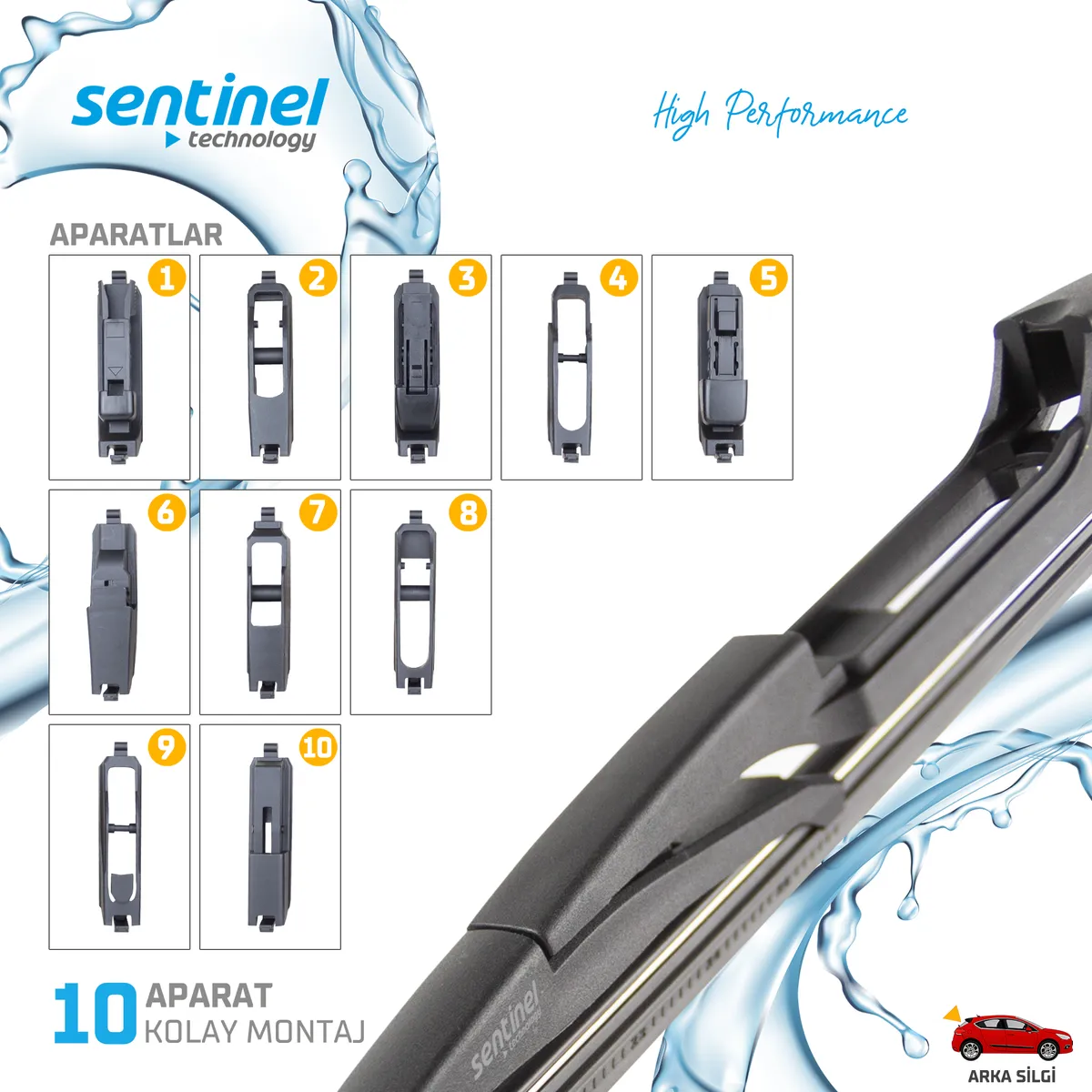 Sentinel Universal Aparatlı Muz ARKA Silecek Süpürgesi - 400 mm / 1 Adet - Arka Silecek
