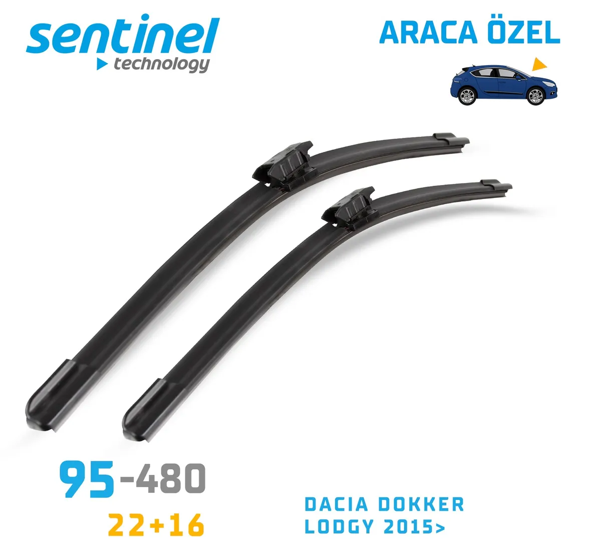 Sentinel ÖN Silecek Takım - Dacia Lodgy 2015>>> / 550mm 410mm - Araca Özel Ön Silecek TAKIM