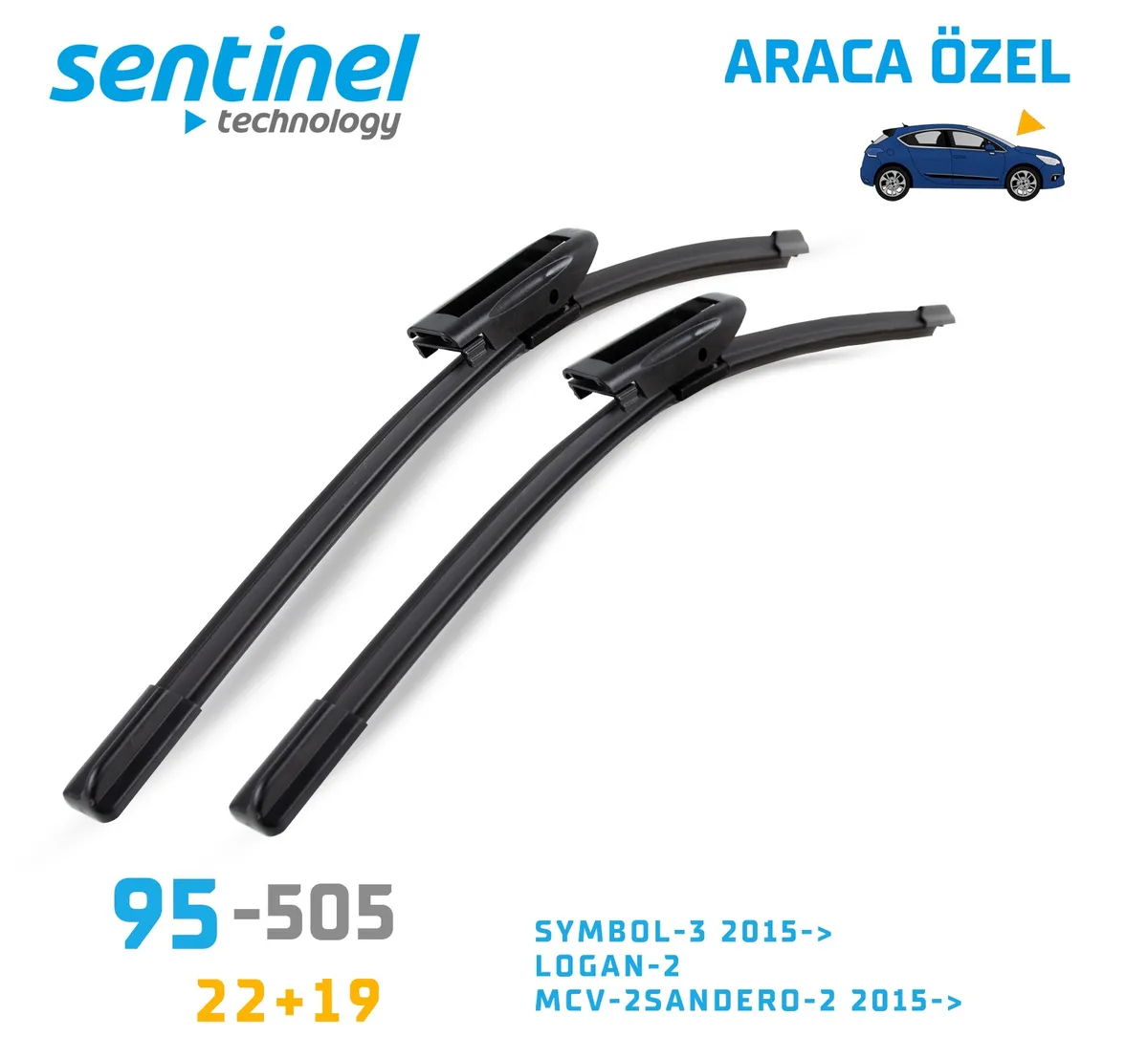 Sentinel ÖN Silecek Takım - Symbol-3 2015>>> / 550mm 480mm - Araca Özel Ön Silecek TAKIM