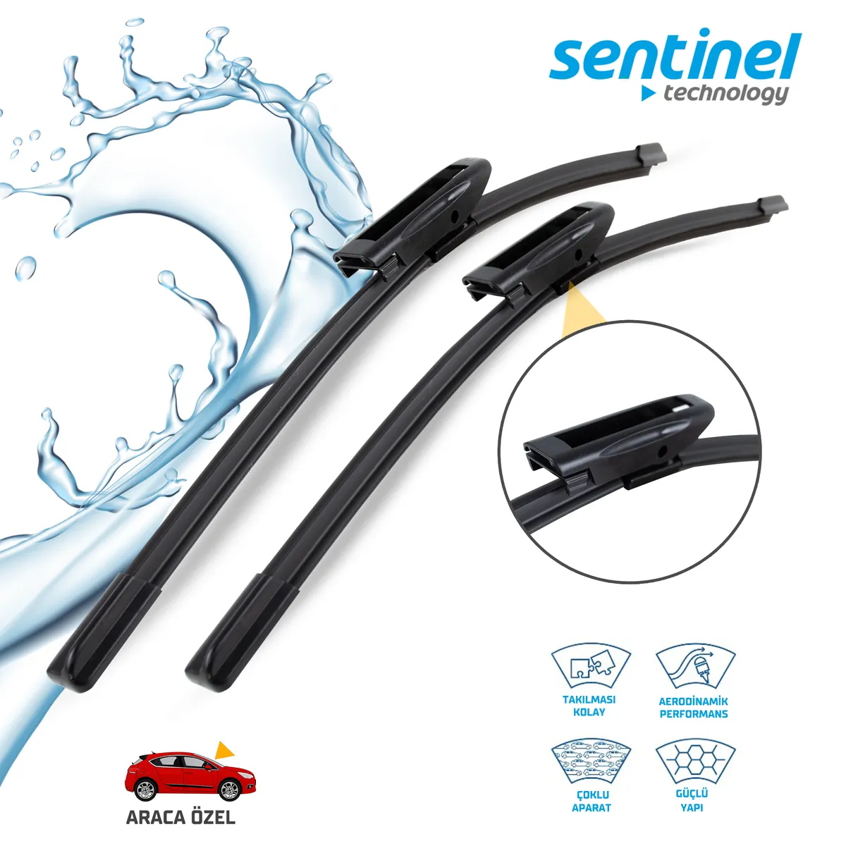 Sentinel ÖN Silecek Takım - Symbol-3 2015>>> / 550mm 480mm - Araca Özel Ön Silecek TAKIM