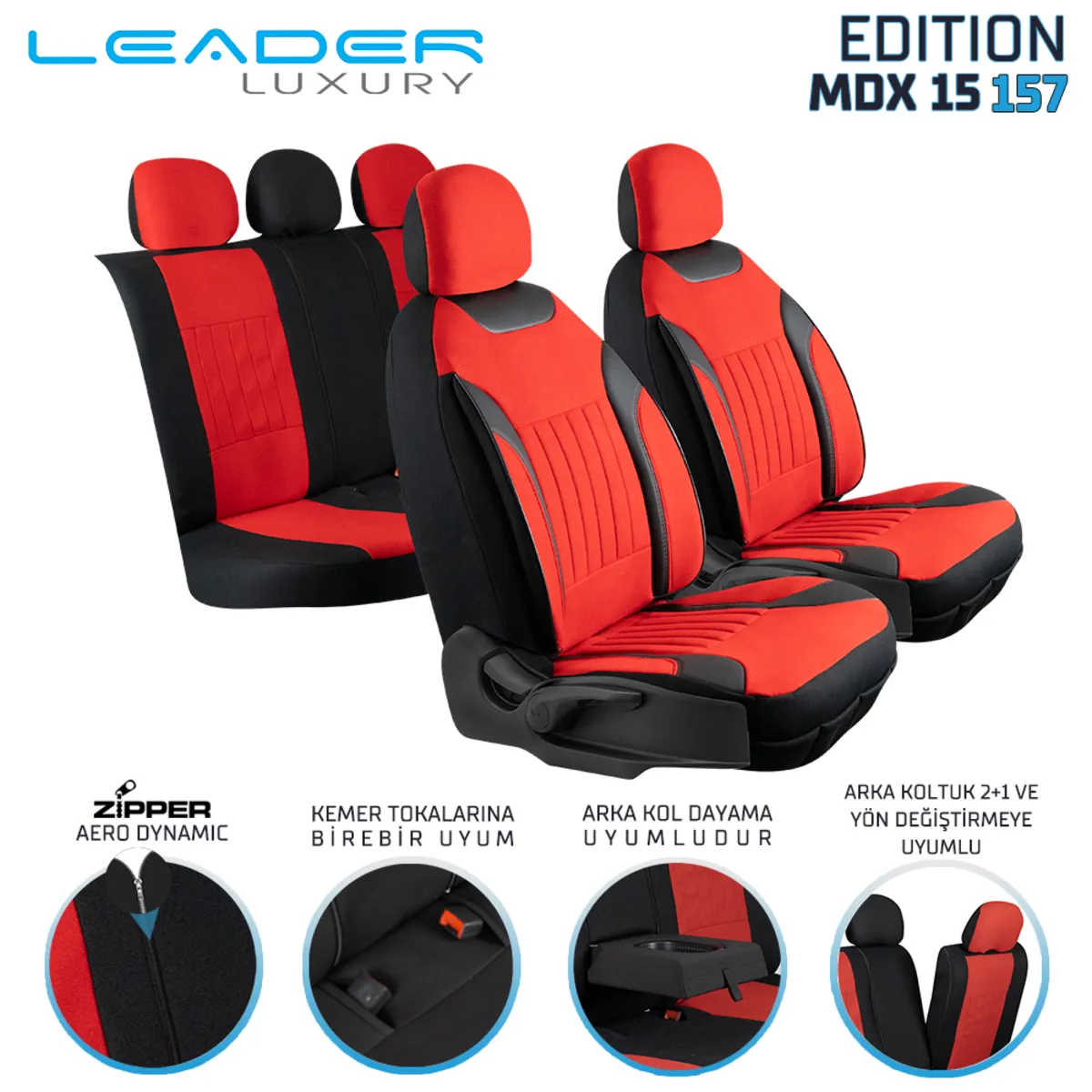 Leader Edition / Tay Tüyü Fermuarlı / Universal Oto Koltuk Kılıfı - Binek