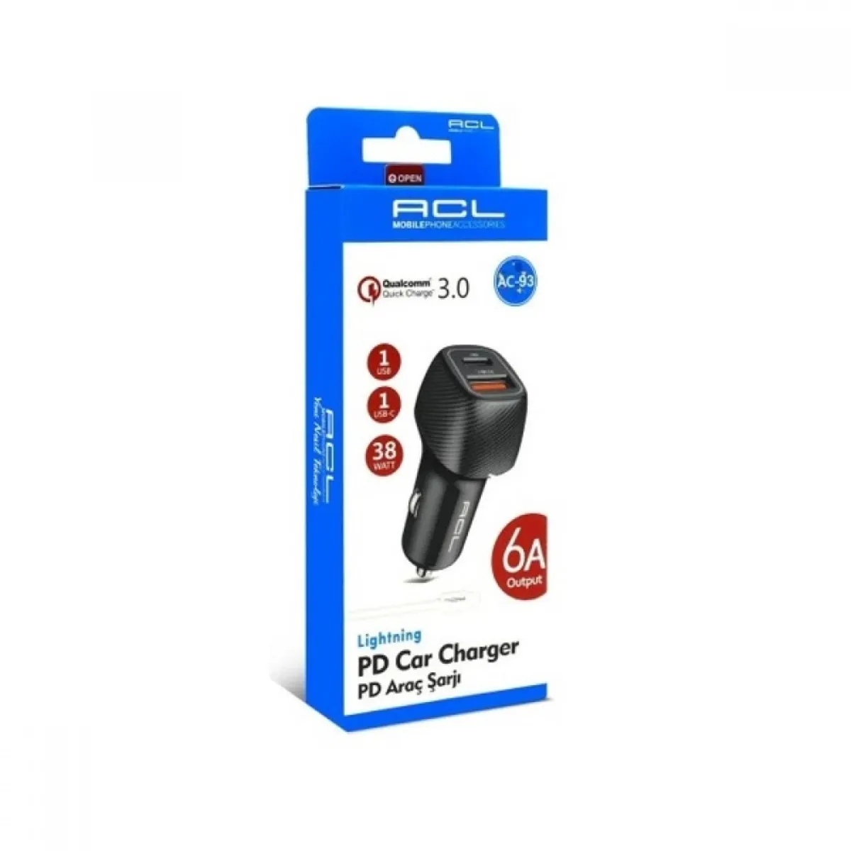 Acl AC-85 Pd Oto Başlık 38W 6A - Çakmaklık Şarj Aleti