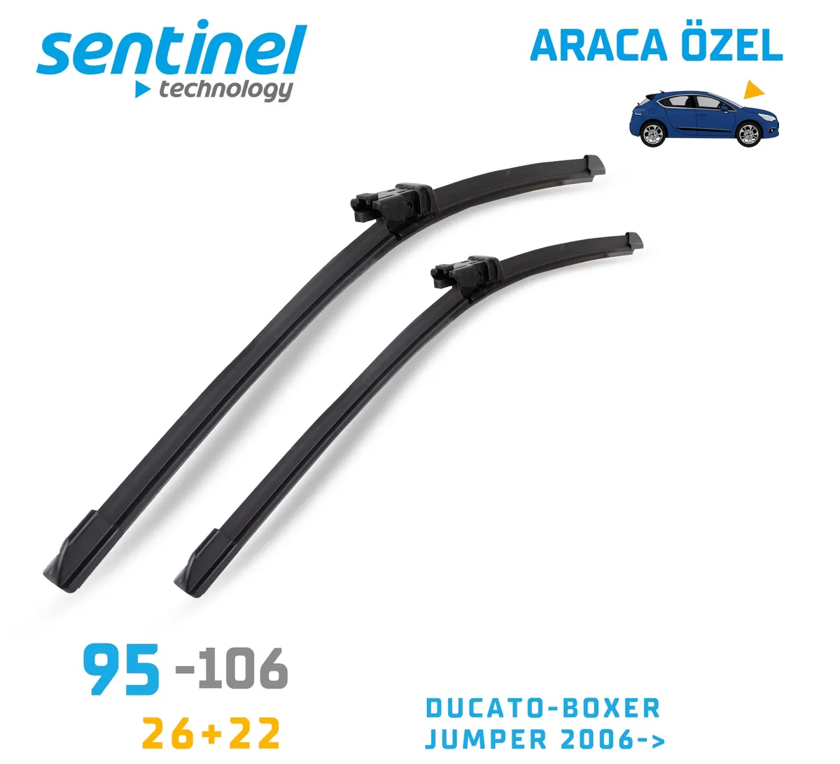 Sentinel ÖN Silecek Takım - DUCATO-BOXER-JUMPER 2006>>> / 650mm 550mm - Araca Özel Ön Silecek TAKIM