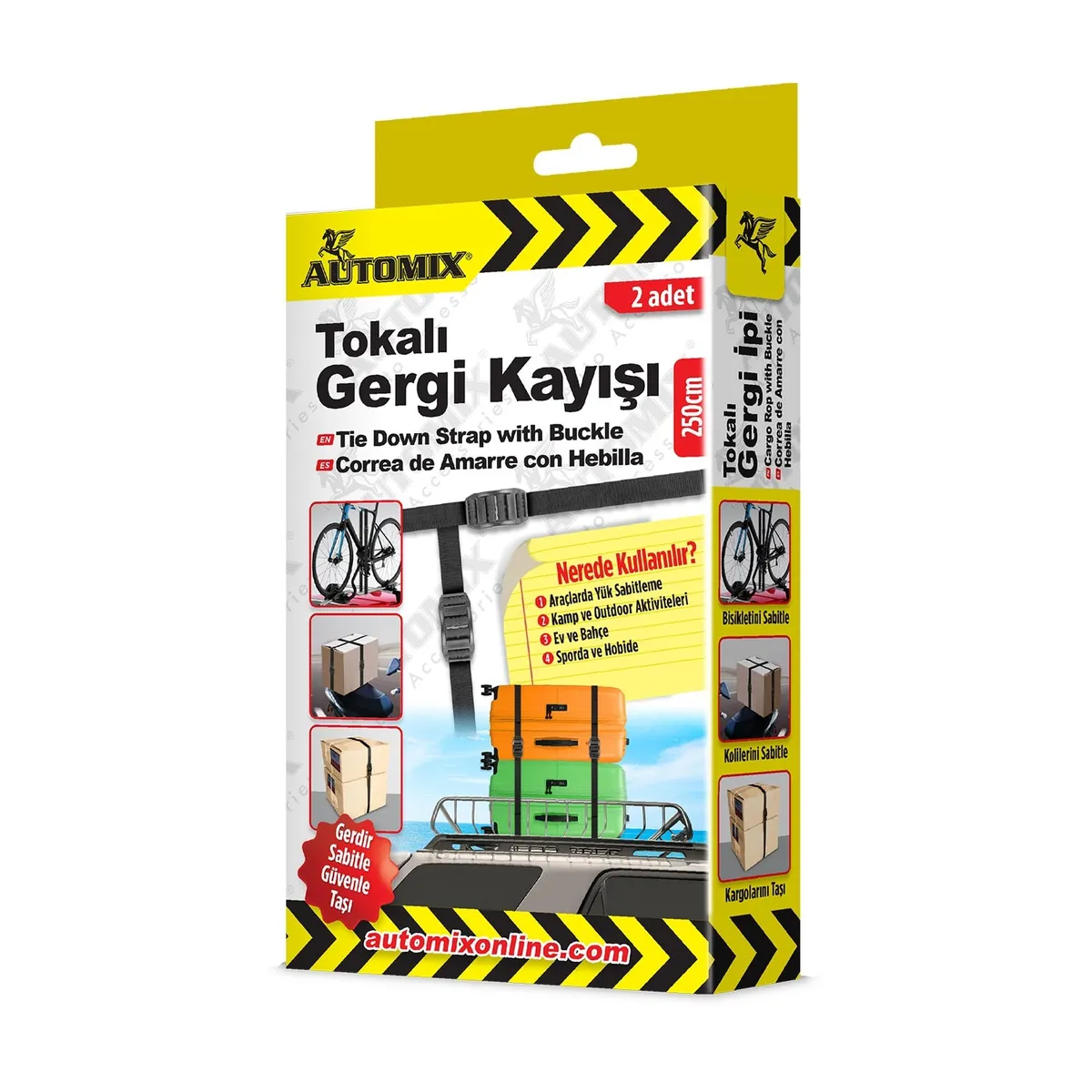 Tokalı Gergi Kayışı 250 cm - 2 Adet - Bagaj Lastiği